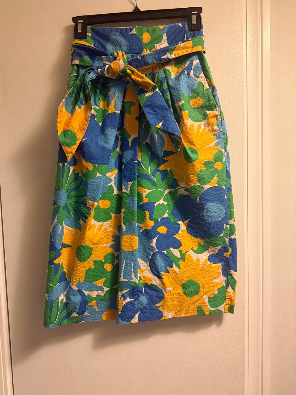 J. Crew Blue, Yellow & Green Floral Tie-Waist Skirt